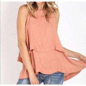 Free People‎ Tunic Tank Top Size M Layers In Love Tiered Blouse Top Keyhole Back
